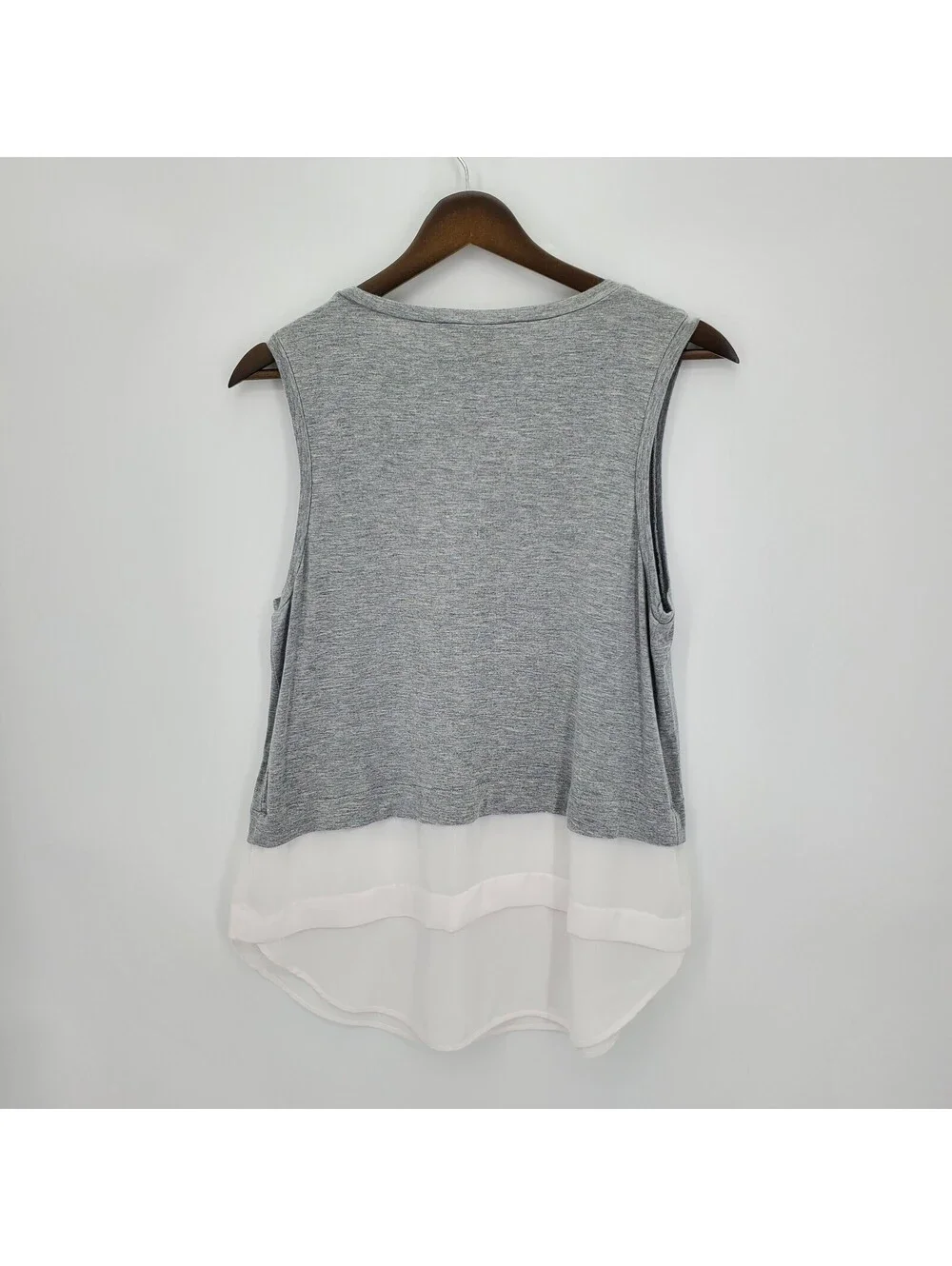 Micahel Kors Womens Sleeves Tunic Top Layered White Gray Jersey Knit Size Medium